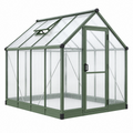 Invernadero 190 cm x 190 cm x 195 cm de aluminio verde con paneles de policarbonato para cultivo con ventilación