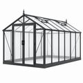 Invernadero de jardín 300 x 190 x 195 cm de aluminio y vidrio transparente negro con ventilación