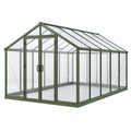 Invernadero de jardín 244 x 190 x 195 cm de aluminio verde con paneles transparentes y puerta doble