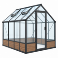 Invernadero 190 x 190 x 200 cm de aluminio negro con paneles transparentes para cultivo con ventilación