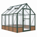 Invernadero de jardín 190 x 190 x 195 cm de aluminio verde con paneles transparentes y ventilación