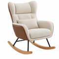 Mecedora 78 x 92 x 105 cm de tejido bouclé beige con estructura de madera y metal