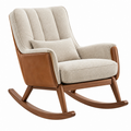 Mecedora 75 x 95 x 102 cm de madera tapizada beige y marrón para descanso