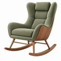 Sillón mecedora 75 x 95 x 105 cm de tela verde y madera con respaldo alto