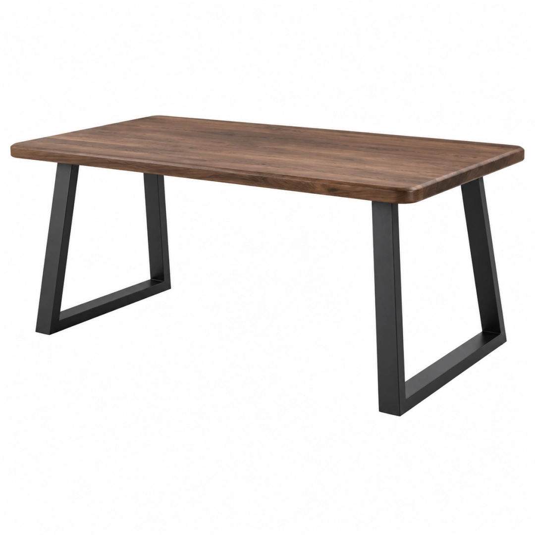 Mesa de comedor 140 x 80 x 75 cm de madera marrón y metal negro estilo industrial