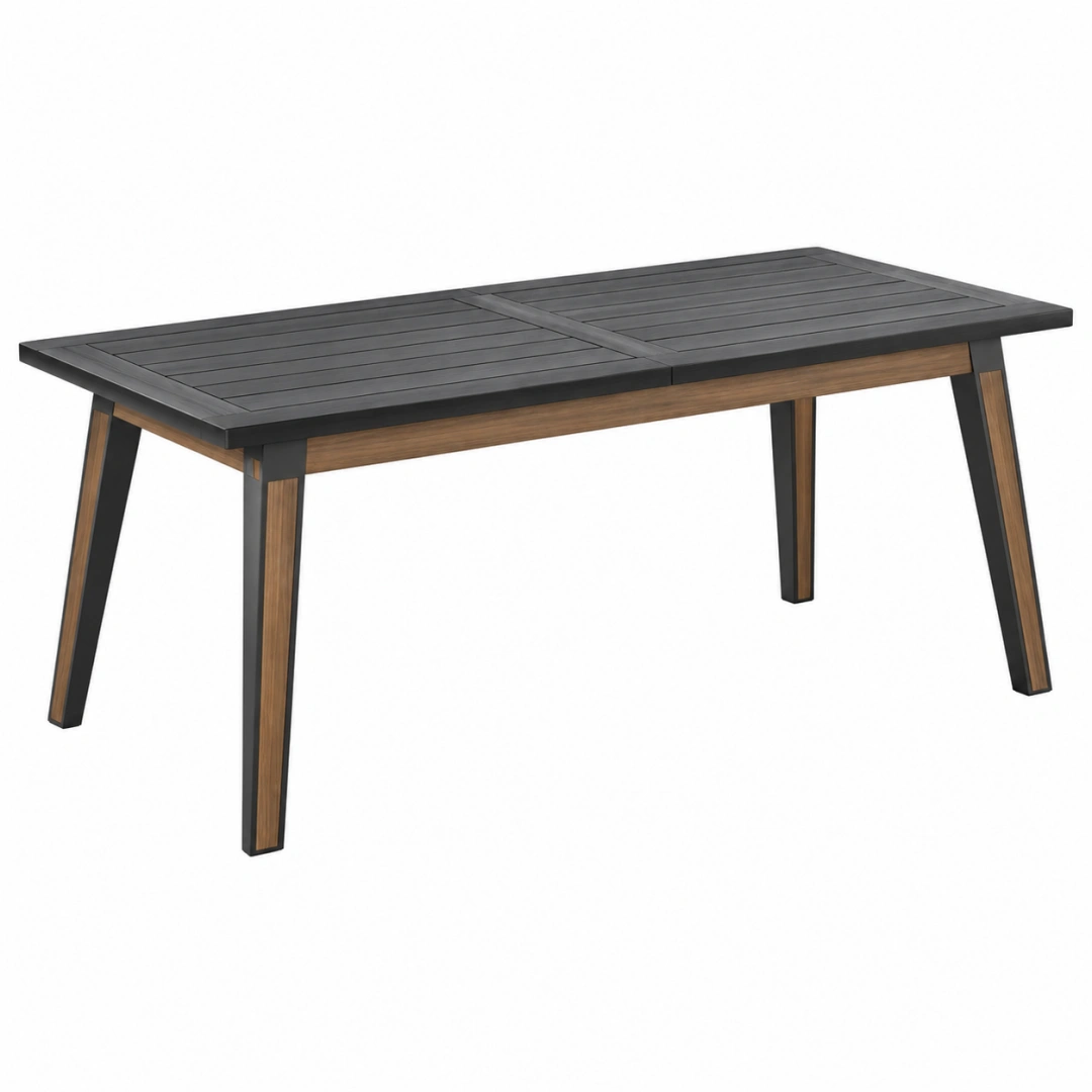 Mesa de jardín extensible 200 x 100 x 75 cm de aluminio negro y marrón estilo contemporáneo