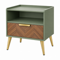 Mesita de noche 60 x 40 x 65 cm verde y madera con cajón estilo moderno