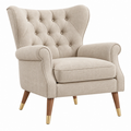 Sillón orejero 82 x 88 x 105 cm tapizado beige con patas de madera estilo clásico