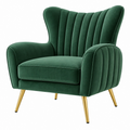 Sillón 85 x 80 x 105 cm de terciopelo verde con patas metálicas doradas - estilo glam