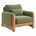 Sillón 100 x 88 x 82 cm tapizado textil verde con estructura de madera estilo contemporáneo