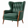 Sillón 85 x 90 x 110 cm de piel sintética verde con patas de madera estilo clásico