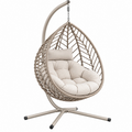 Sillón colgante 105 x 105 x 195 cm de metal y fibra sintética beige con soporte
