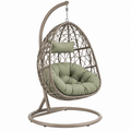 Sillón colgante 100 x 100 x 195 cm de metal y ratán sintético gris con asiento acolchado verde para exterior