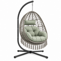 Sillón colgante 120 x 100 x 195 cm de ratán sintético gris con estructura de acero para exterior