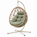 Sillón colgante 105 x 105 x 195 cm de ratán y metal beige verde con asiento acolchado estilo bohemio